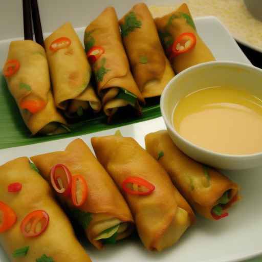 Thai-style vegetable egg rolls with scrambled egg