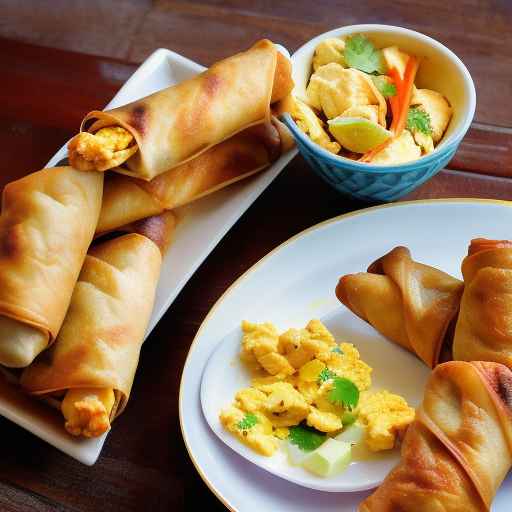 Thai chicken and egg rolls with scrambled egg