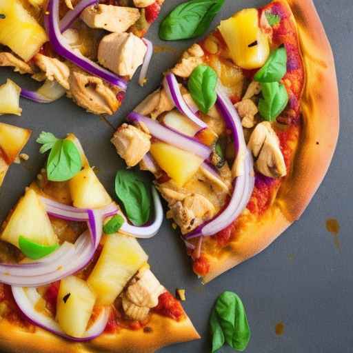 Thai Chicken Pizza with Pineapple and Red Onion