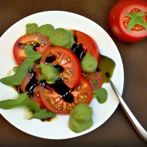 Tomato Salad with Balsamic Glaze and Green Sauce