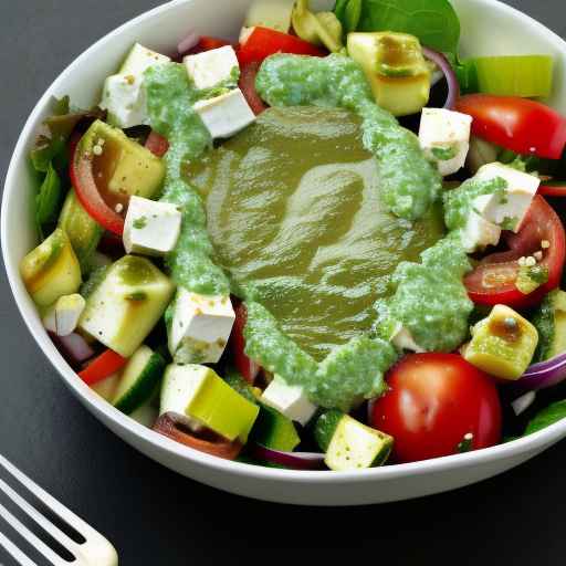 Topped Greek Salad with Green Sauce