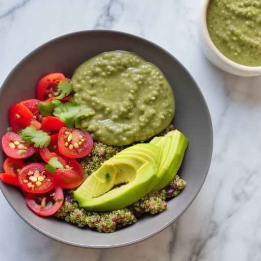 Topped Mexican Quinoa Bowl with Green Sauce