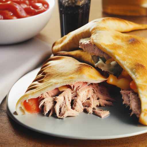 Tuna Melt Calzone with Mozzarella Cheese and Tuna Salad