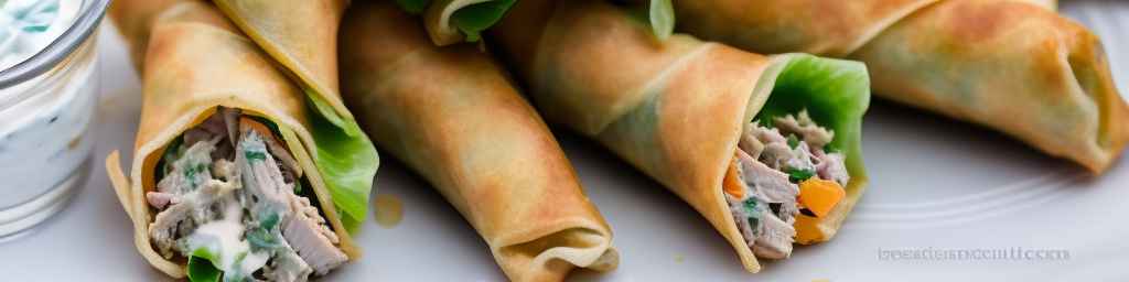 Tuna salad egg rolls with ranch dip