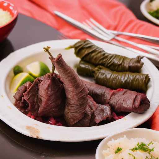 Ukrainian Stuffed Grape Leaves with Lamb and Rice