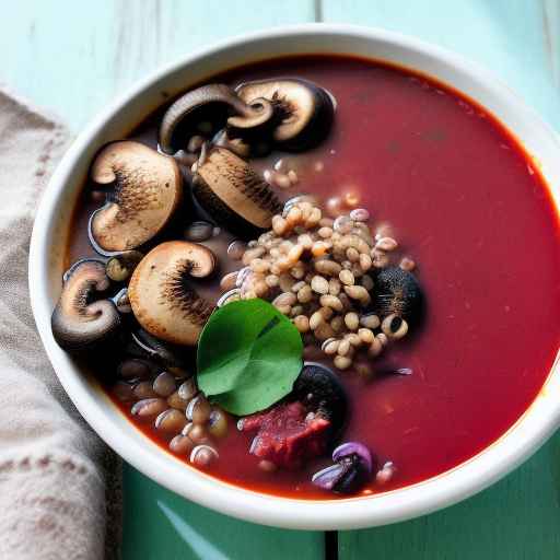 Vegan Borscht with Buckwheat and Mushrooms