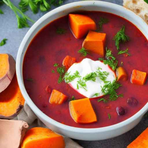 Vegan Borscht with Chickpeas and Sweet Potatoes