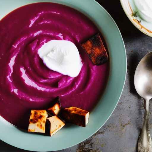 Vegan Lentil and Beet Borscht with Tofu Sour Cream