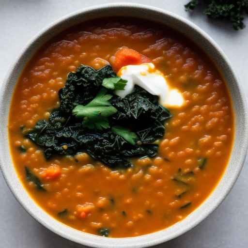 Vegan Red Lentil and Kale Borscht with Coconut Milk