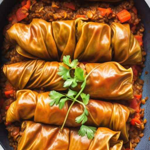 Vegan Stuffed Cabbage Rolls with Lentils and Rice