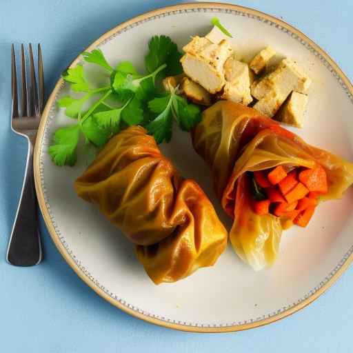 Vegan Stuffed Cabbage Rolls with Tofu and Vegetables