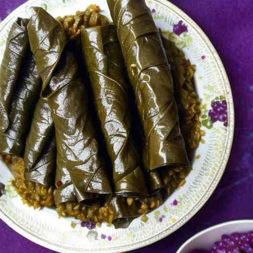 Vegan Stuffed Grape Leaves with Lentils and Rice