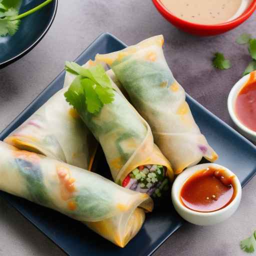 Vegetable and tofu spring rolls with peanut dipping sauce