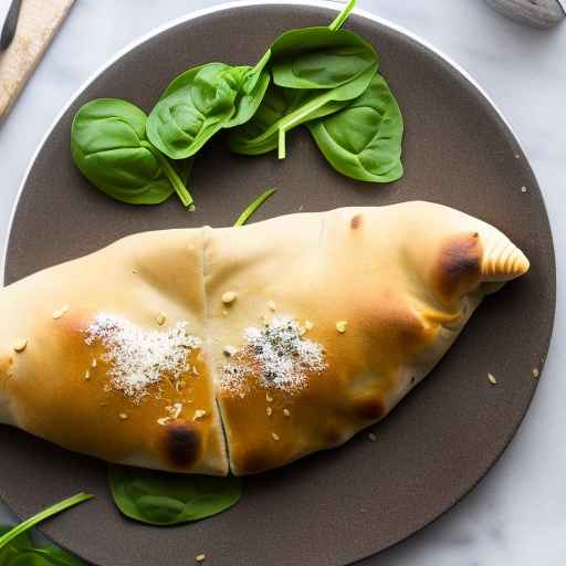 Vegetarian Calzone with Mozzarella Cheese, Spinach, and Artichokes