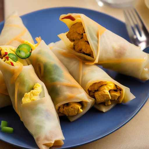 Vegetarian egg rolls with scrambled egg and tofu