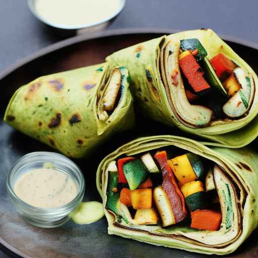 Vegetarian Falafel and Grilled Vegetable Wraps with Tahini Dressing