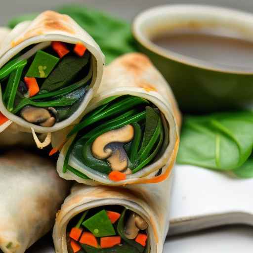 Vegetarian spinach and mushroom egg rolls