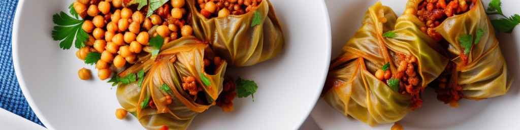 Vegetarian Stuffed Cabbage Rolls with Barley and Chickpeas