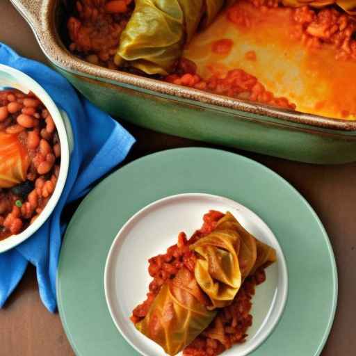 Vegetarian Stuffed Cabbage Rolls with Brown Rice and Beans