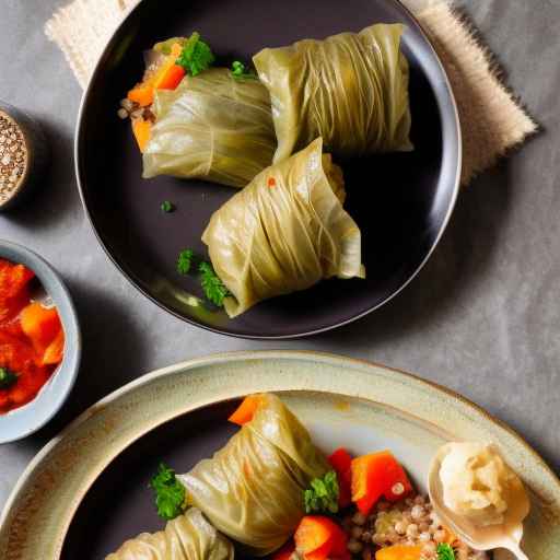 Vegetarian Stuffed Cabbage Rolls with Buckwheat and Vegetables