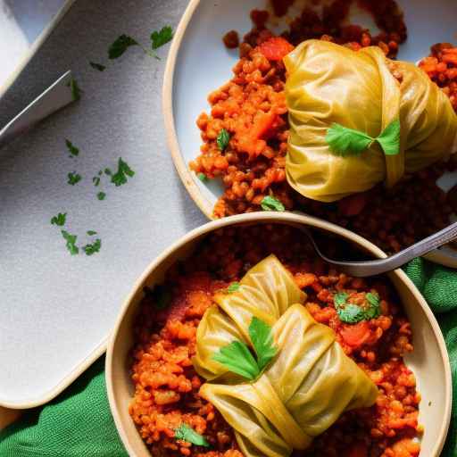Vegetarian Stuffed Cabbage Rolls with Bulgur and Lentils