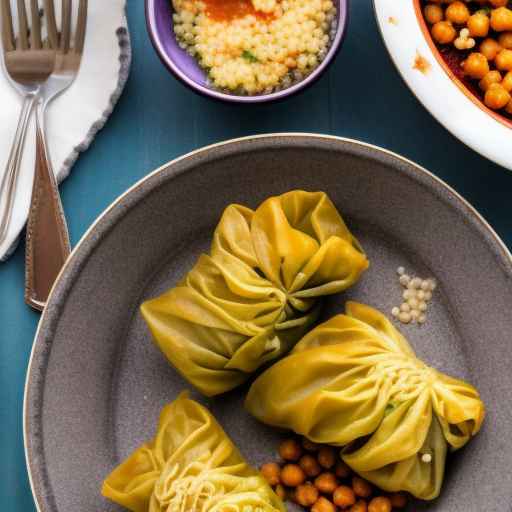 Vegetarian Stuffed Cabbage Rolls with Couscous and Chickpeas