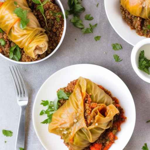 Vegetarian Stuffed Cabbage Rolls with Quinoa and Lentils