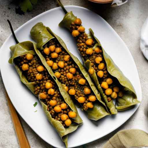 Vegetarian Stuffed Grape Leaves with Barley and Chickpeas