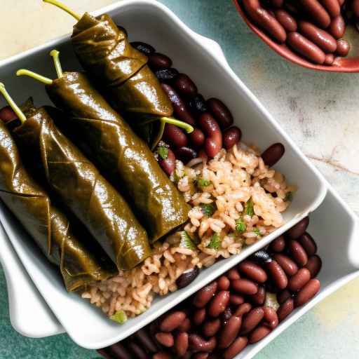 Vegetarian Stuffed Grape Leaves with Brown Rice and Beans