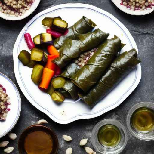 Vegetarian Stuffed Grape Leaves with Buckwheat and Vegetables