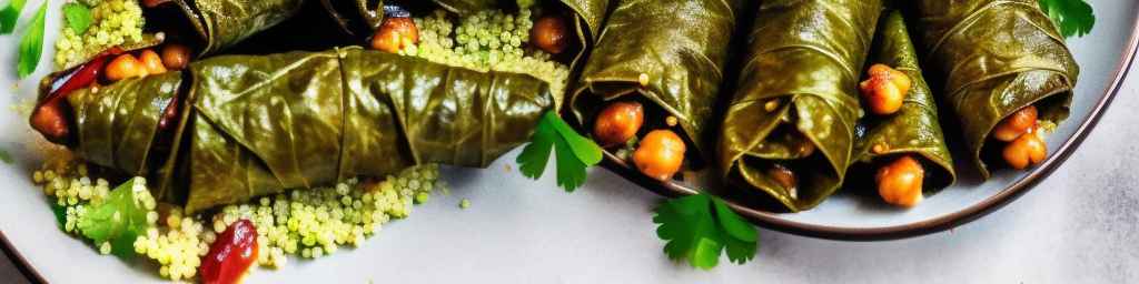 Vegetarian Stuffed Grape Leaves with Couscous and Chickpeas