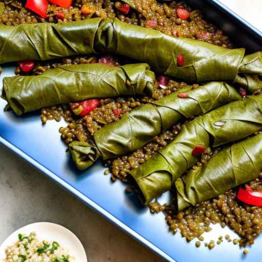 Vegetarian Stuffed Grape Leaves with Lentils and Bulgur