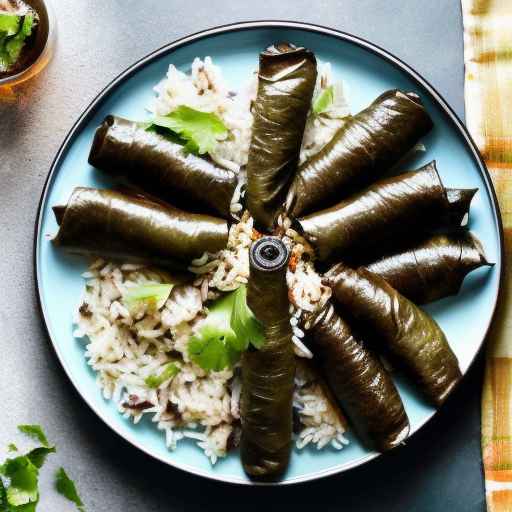 Vegetarian Stuffed Grape Leaves with Rice and Mushrooms