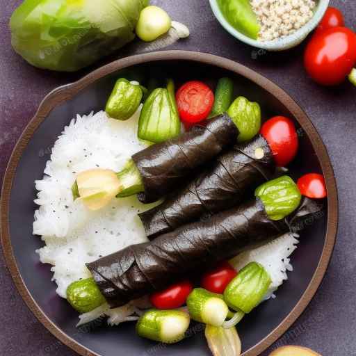 Vegetarian Stuffed Grape Leaves with Rice and Vegetables