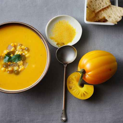 Yellow tomato and corn soup