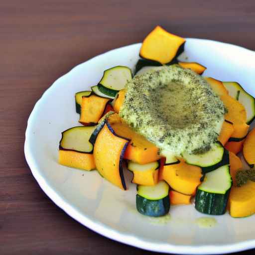 Zucchini and squash with pesto and mozzarella